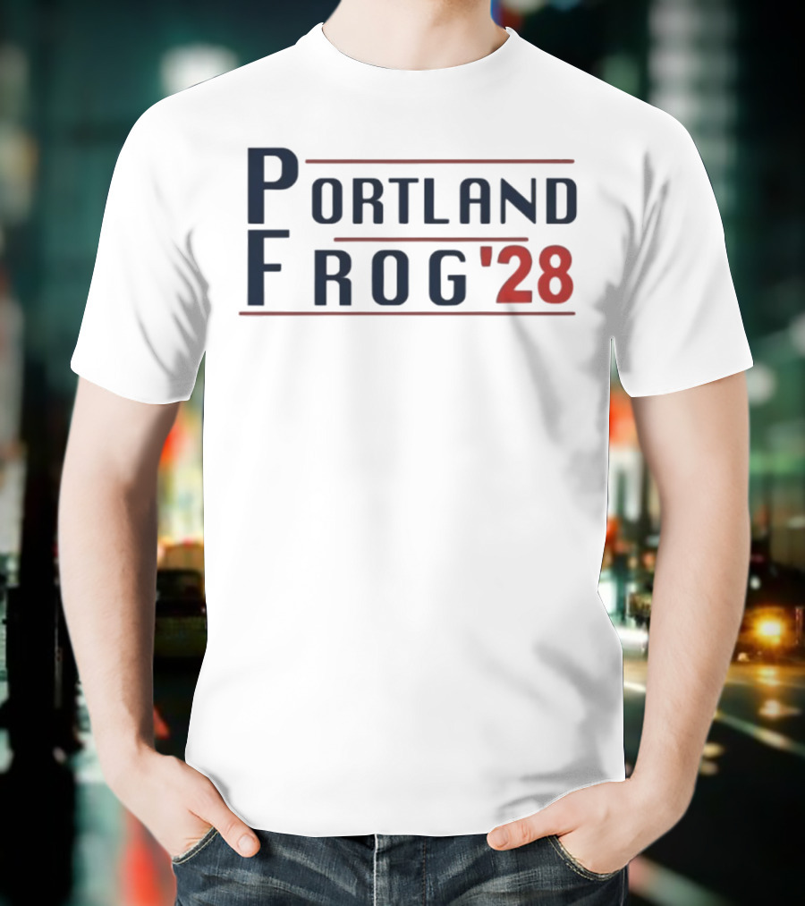 Portland Frog '28 Election Style Bold Campaign Typography T-Shirt