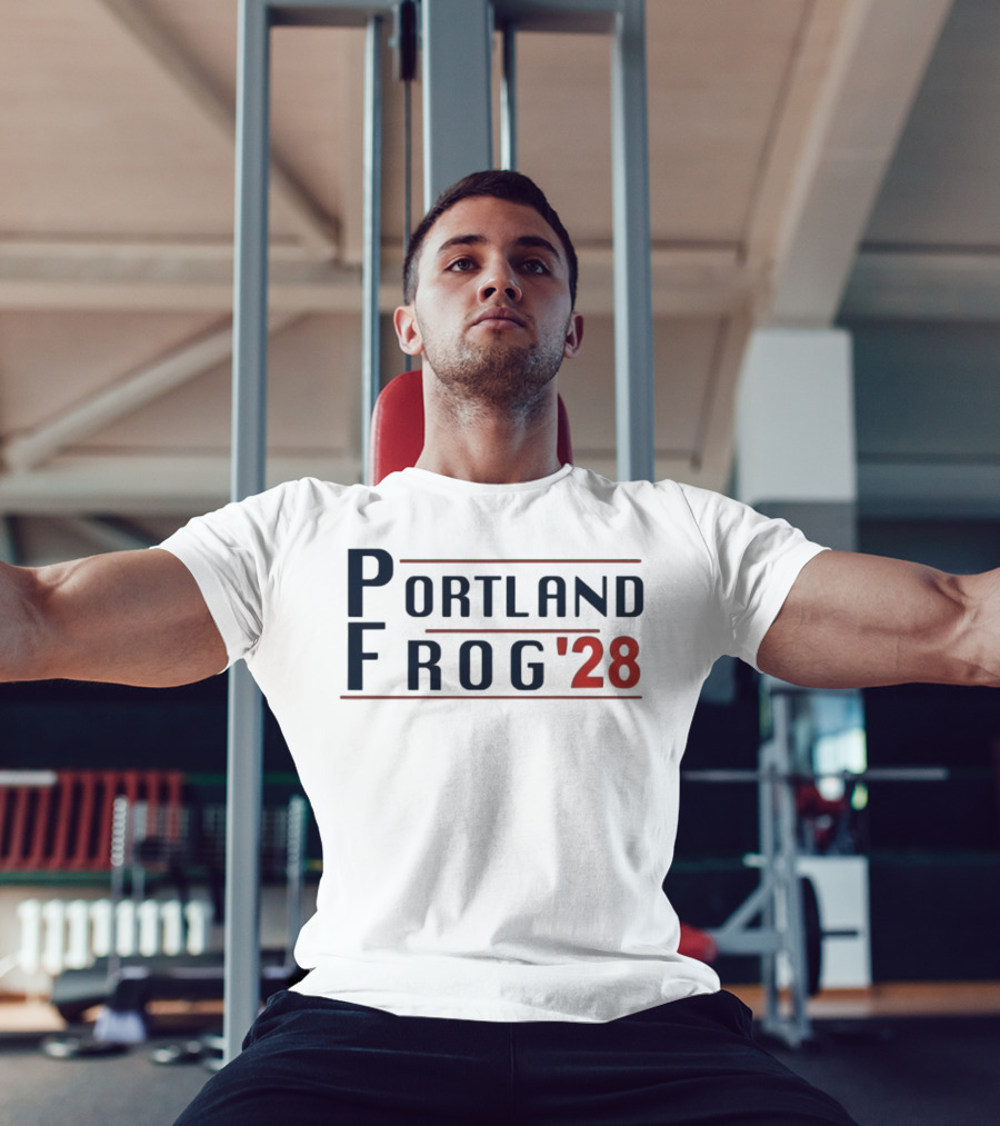 Portland Frog '28 Election Style Bold Campaign Typography T-Shirt