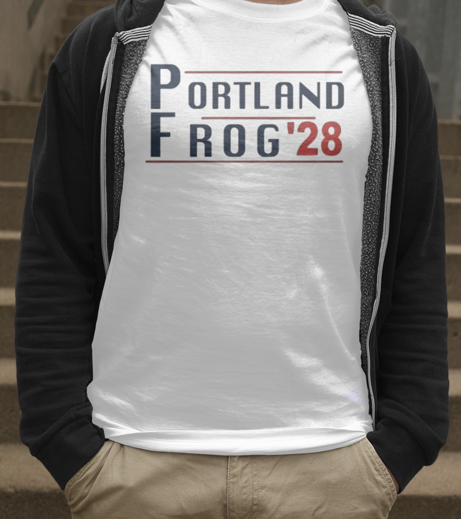 Portland Frog '28 Election Style Bold Campaign Typography T-Shirt