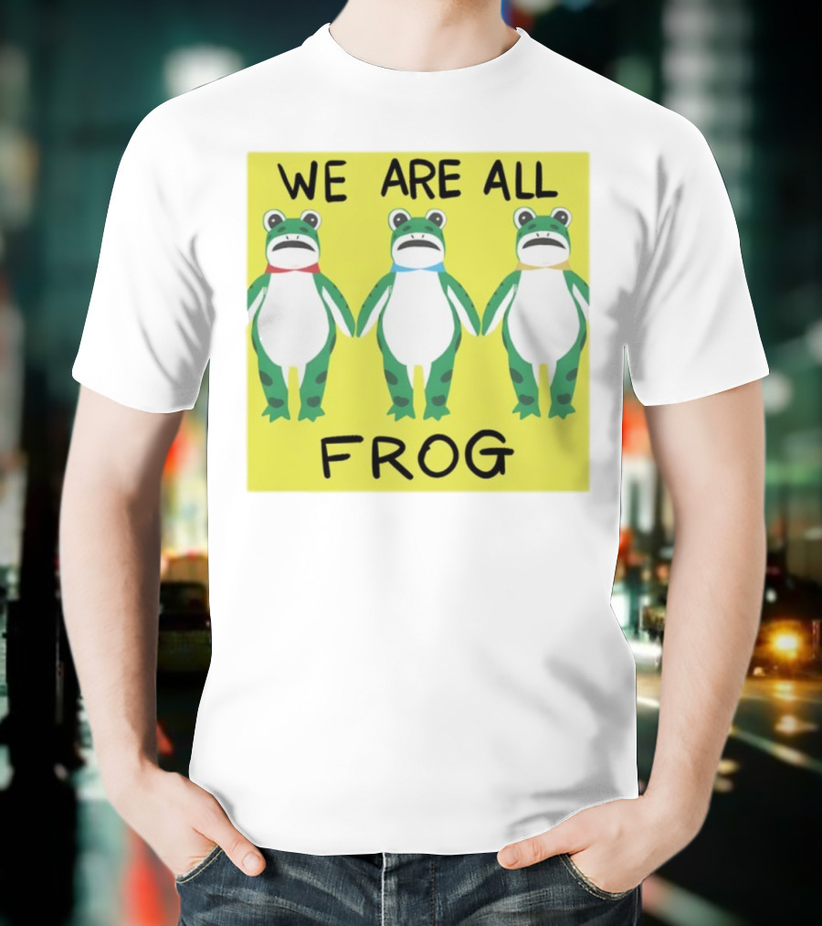 Portland Frog We Are All Frog Trio Colorful Cartoon Style T-Shirt