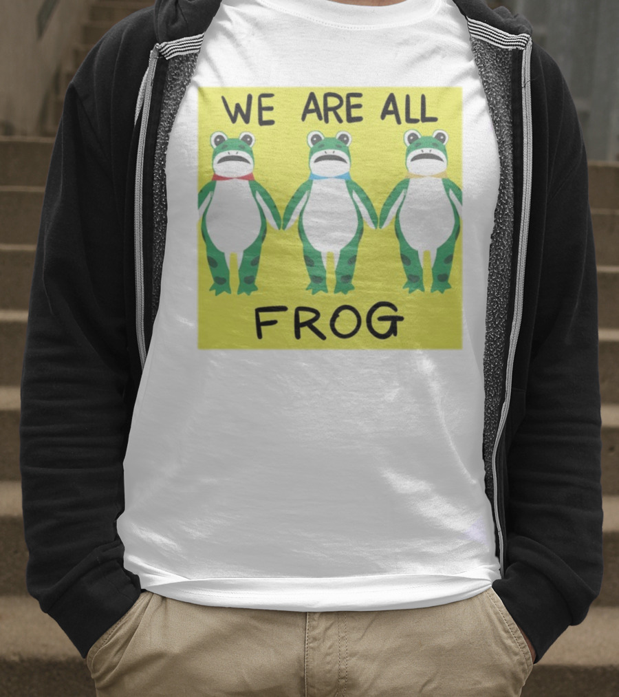 Portland Frog We Are All Frog Trio Colorful Cartoon Style T-Shirt