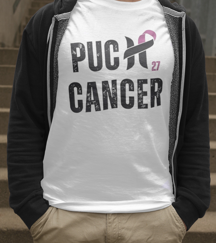 Puck Cancer 27 Hockey Ribbon Awareness T-Shirt