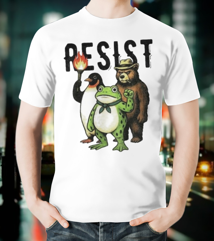 Resist Portland Frog Penguin Bear Abolish Ice T-Shirt