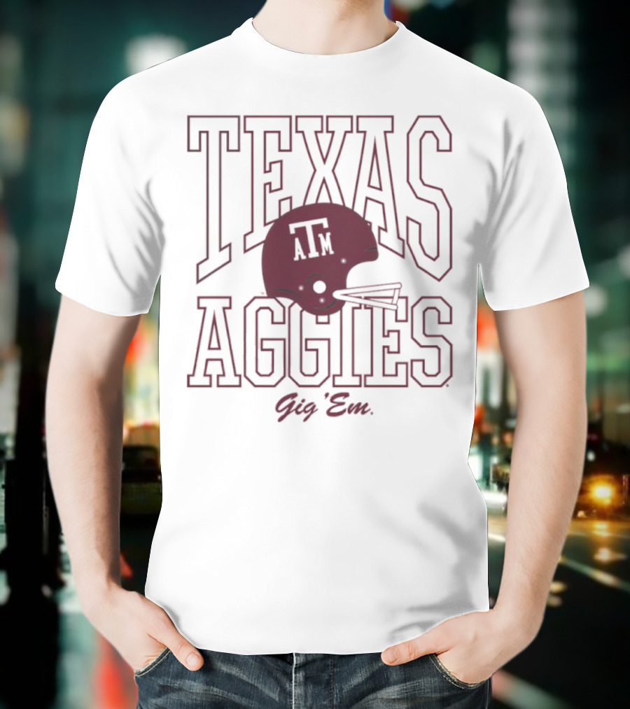 Texas A&M Aggies Gig 'Em 1975 Football Helmet A&M T-Shirt