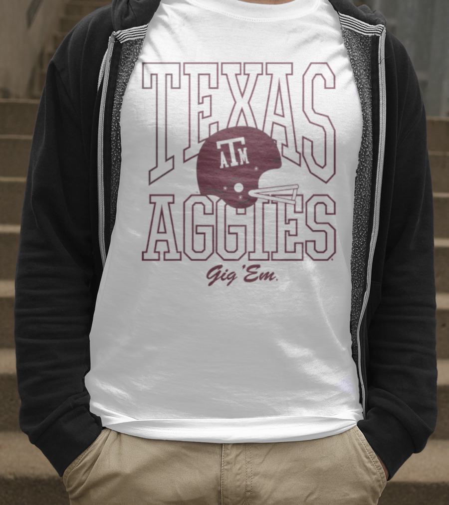 Texas A&M Aggies Gig 'Em 1975 Football Helmet A&M T-Shirt
