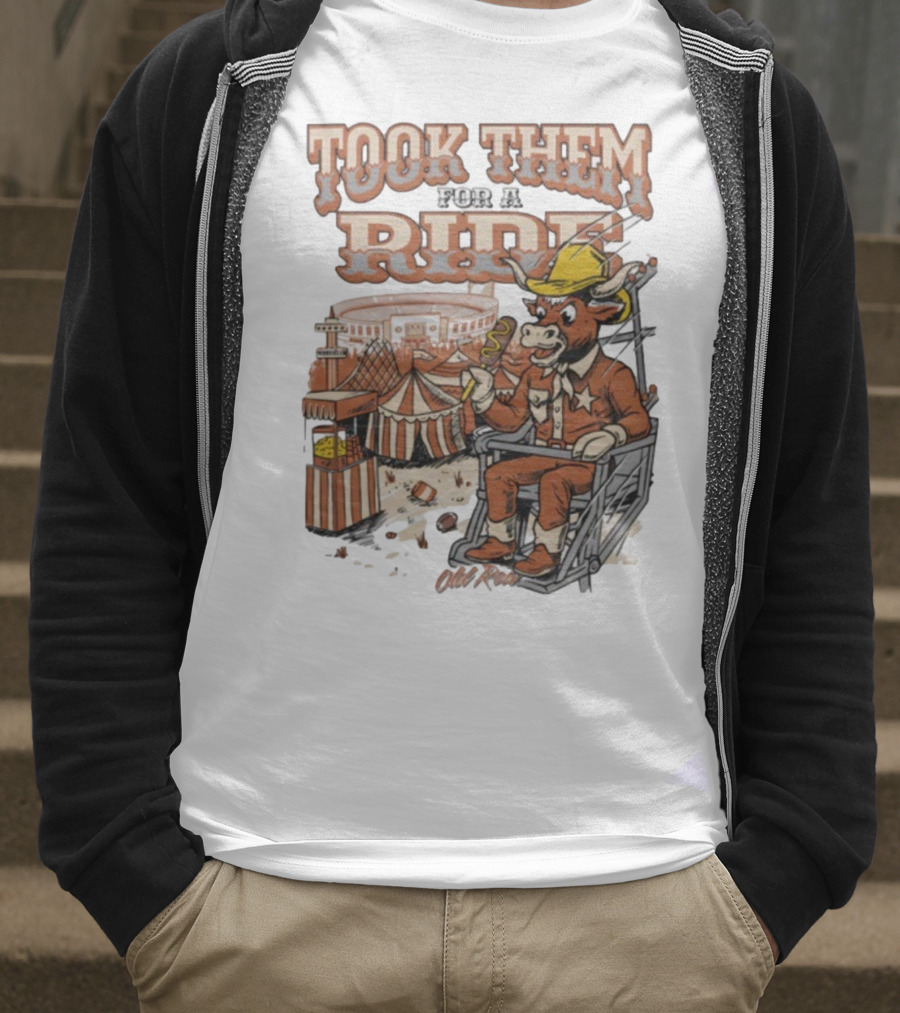 Texas Longhorns Took Them For A Ride Comic Mascot And Carnival Scene T-Shirt