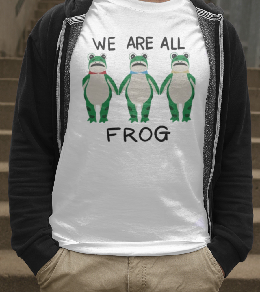 We Are All Frog Portland Trio Fun Quirky Green Frog Characters T-Shirt