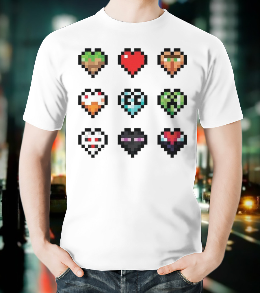 Pixelated Craftee’s Hearts Icons Collection T-Shirt