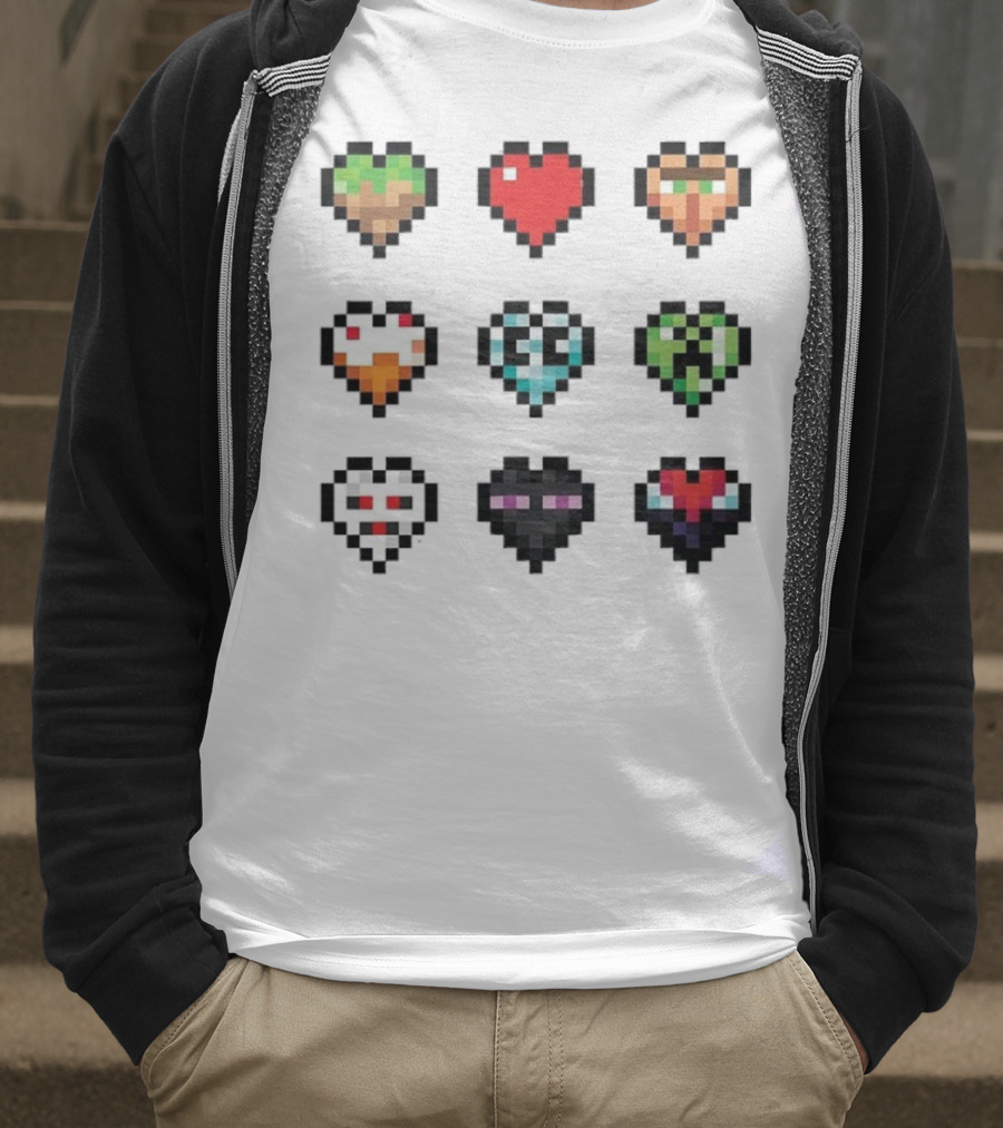 Pixelated Craftee’s Hearts Icons Collection T-Shirt