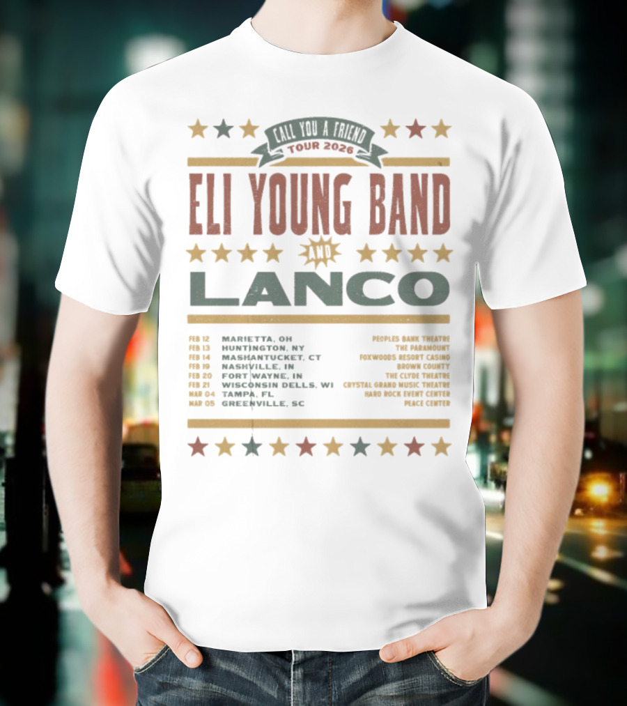 Eli Young Band Tour 2026 Lanco With Special Guest Locations T-Shirt