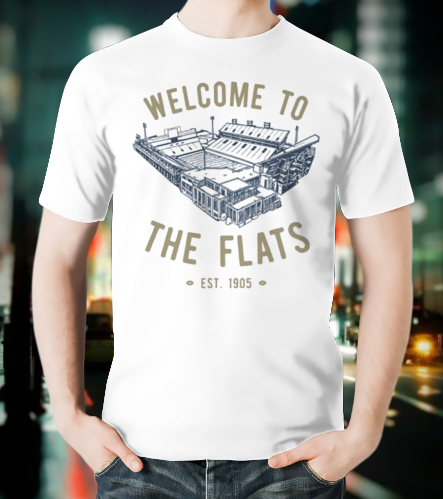Georgia Tech Yellow Jackets Welcome To The Flats Est 1905 Stadium Blueprint T-Shirt