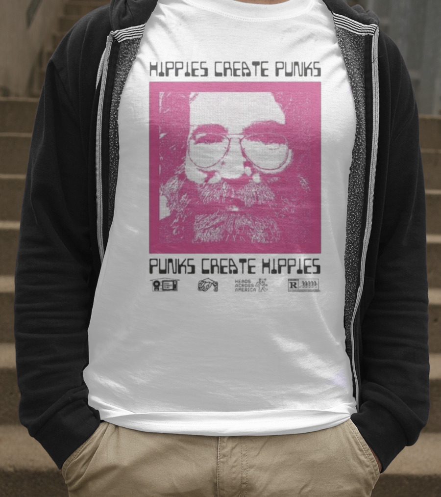 Hippies Create Punks Punks Create Hippies Heads Iconic Beard Glare T-Shirt