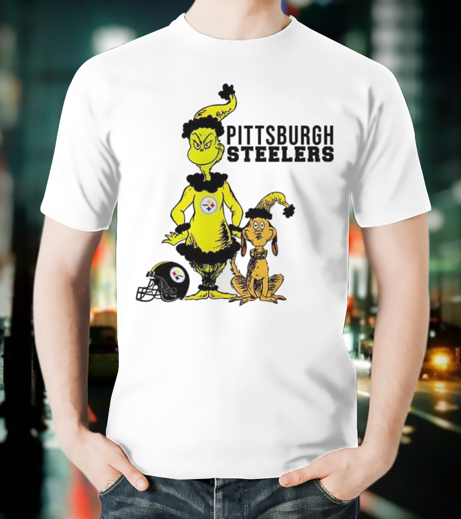 Grinch Max Pittsburgh Steelers Football Christmas Collaboration T-Shirt