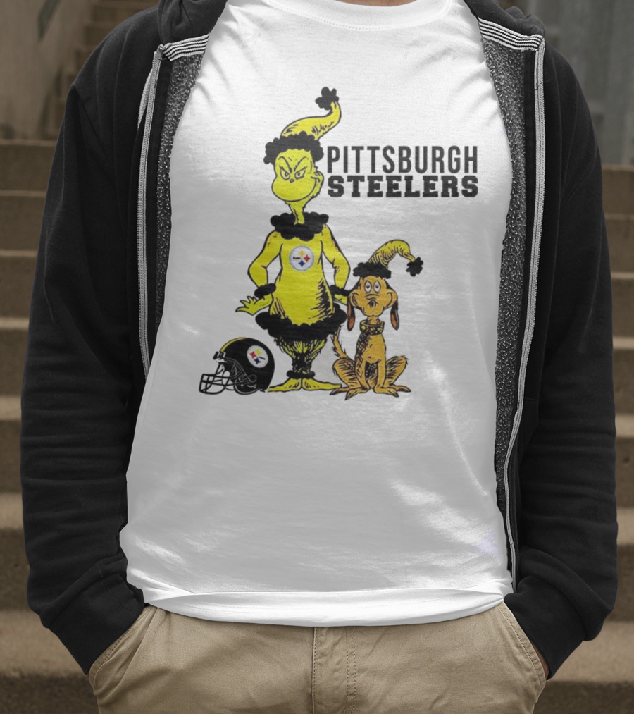Grinch Max Pittsburgh Steelers Football Christmas Collaboration T-Shirt