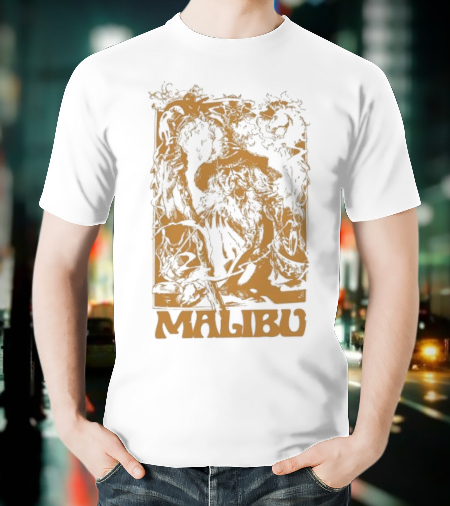 Malibu Wizard Mystical Floral Art Vintage Style T-Shirt