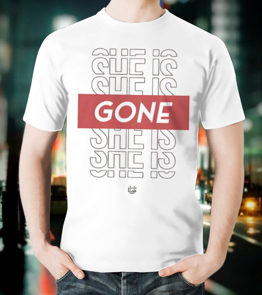 She Is Gone Bold Statement Red Highlight Repeat T-Shirt