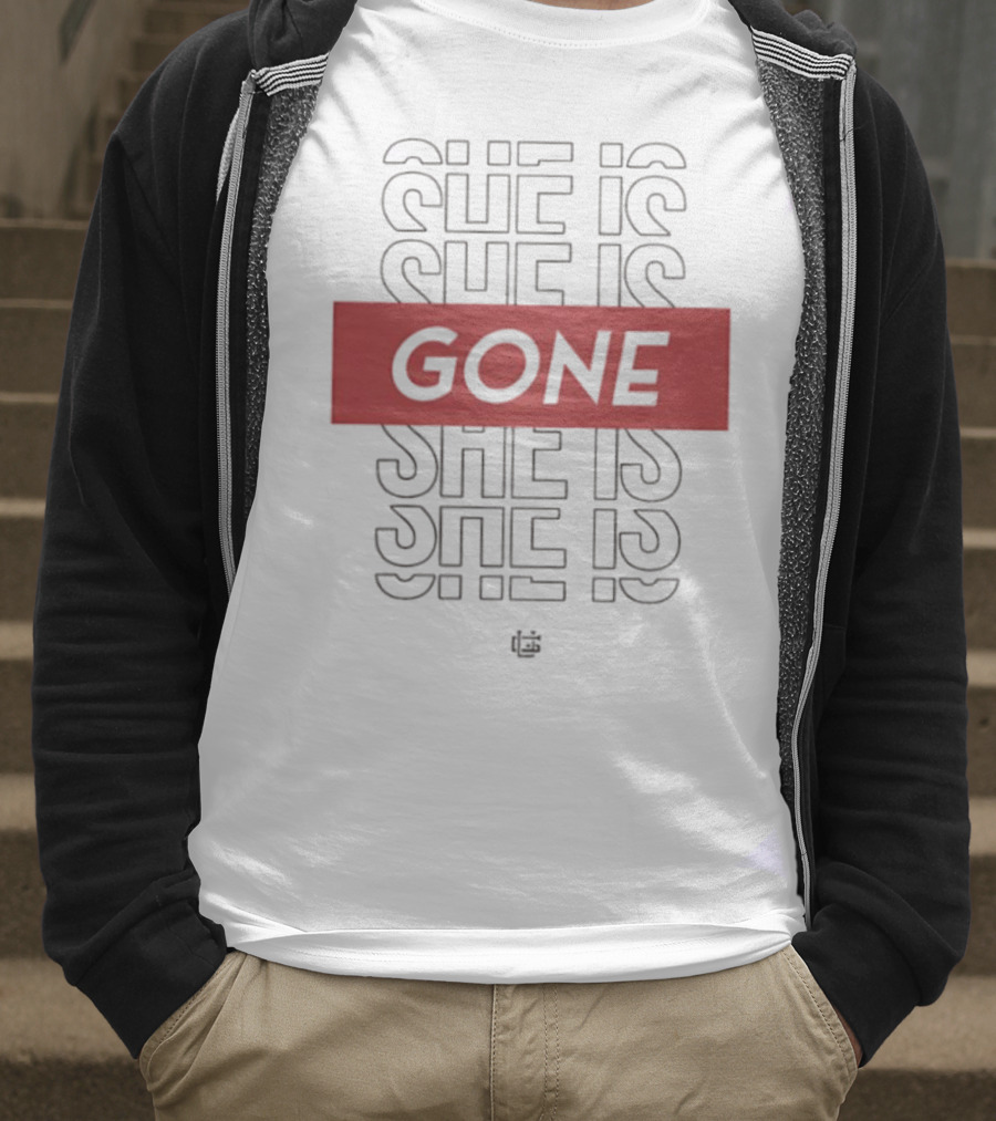 She Is Gone Bold Statement Red Highlight Repeat T-Shirt
