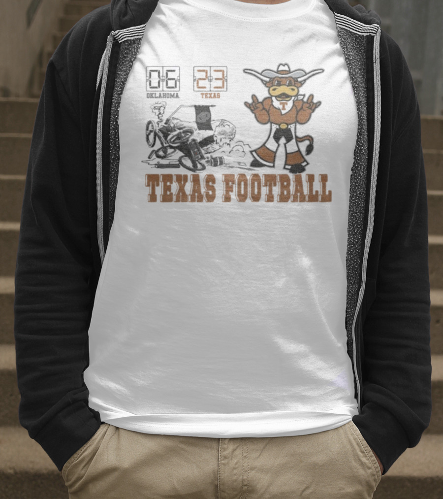Oklahoma 6 Vs Texas 23 Longhorns Football Mascot Showdown 2025 T-Shirt