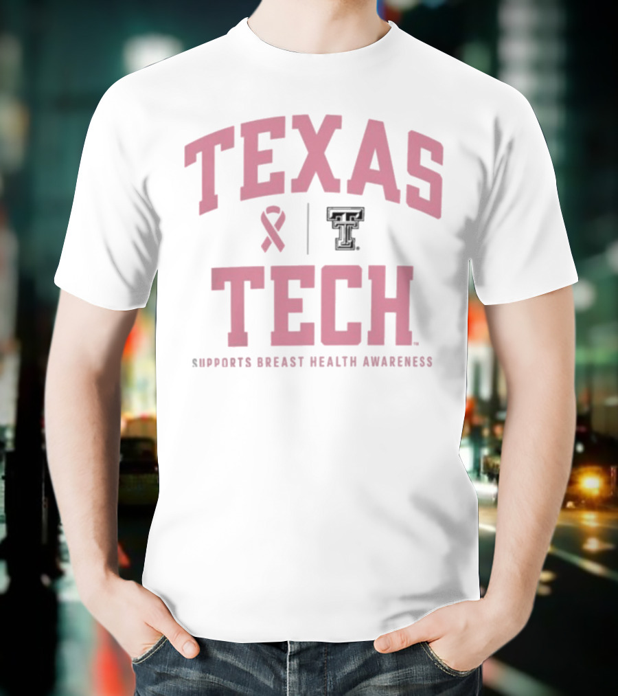 Texas Tech Supports Breast Health Awareness 2025 With Red Raiders Logo T-Shirt