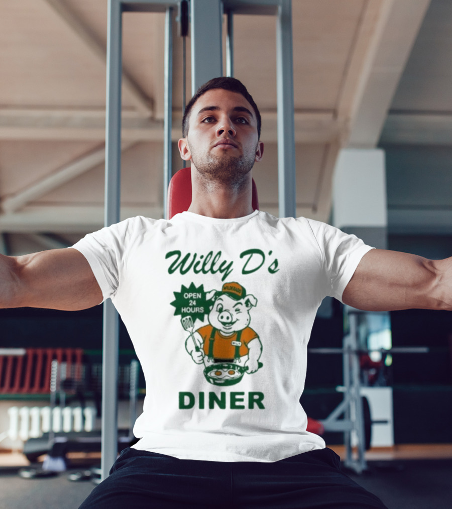 Wilderado Willy D's Diner Open 24 Hours Pig Cooking Eggs T-Shirt