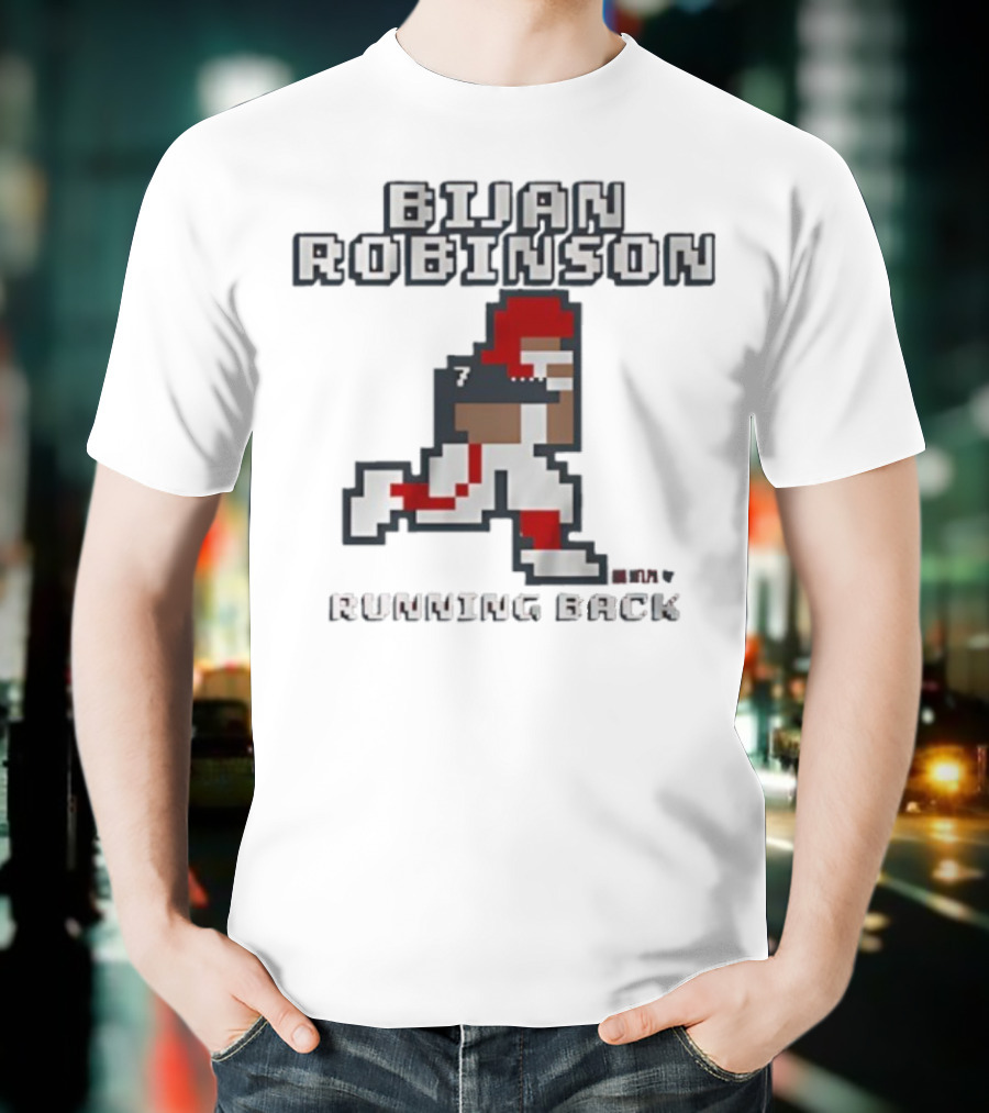 Bijan Robinson Running Back Pixel Art Retro Style T-Shirt