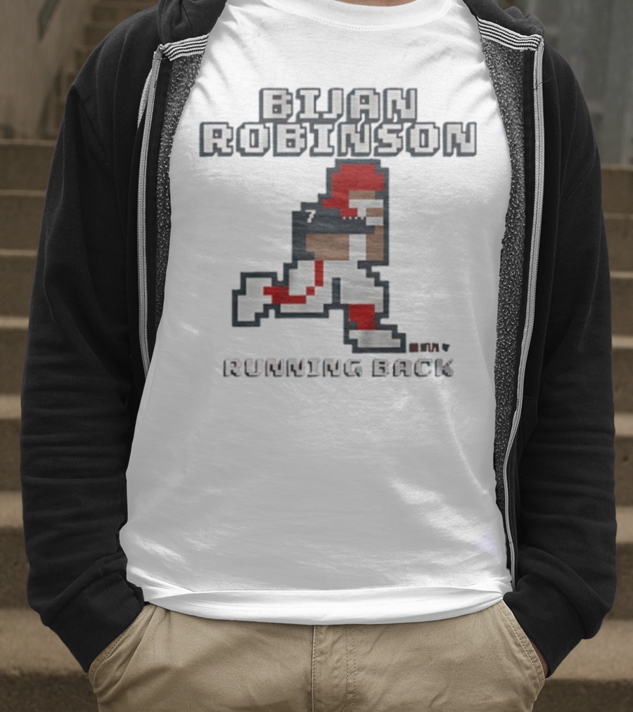 Bijan Robinson Running Back Pixel Art Retro Style T-Shirt