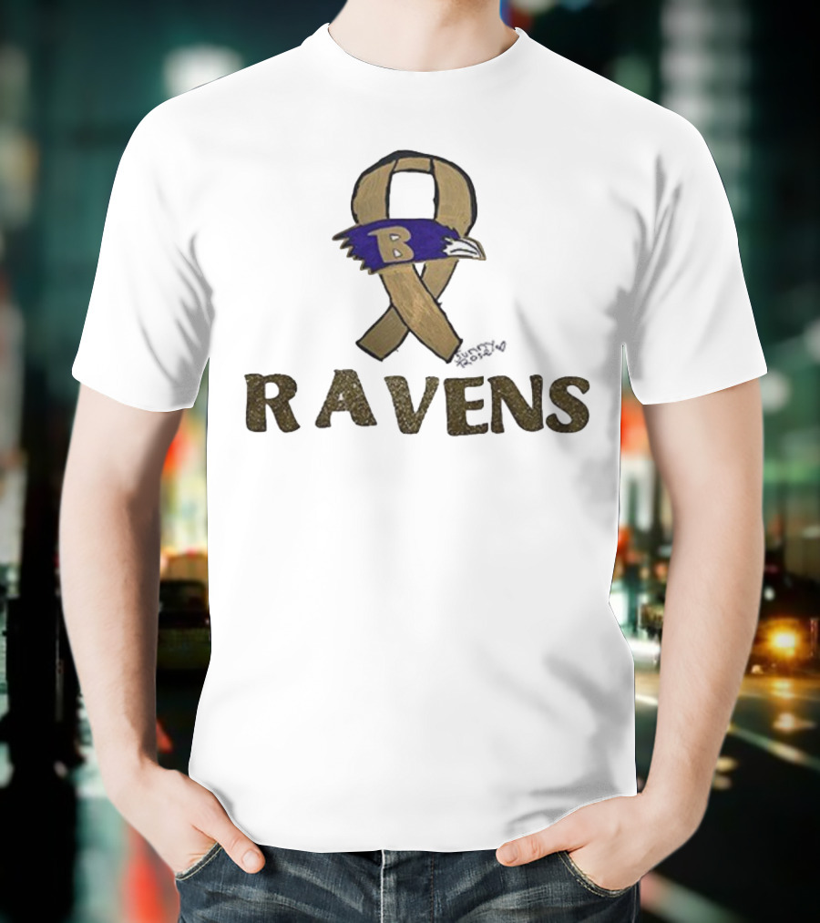 Baltimore Ravens Crucial Catch Breast Cancer Awareness 2025 Ravens Ribbon Logo T-Shirt