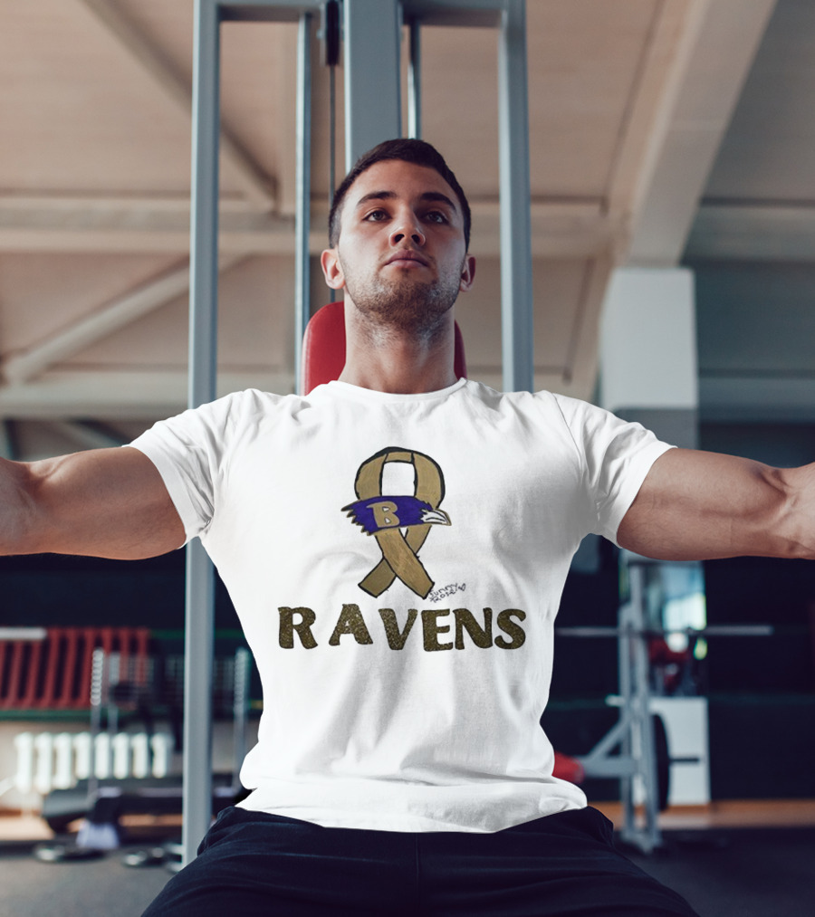 Baltimore Ravens Crucial Catch Breast Cancer Awareness 2025 Ravens Ribbon Logo T-Shirt