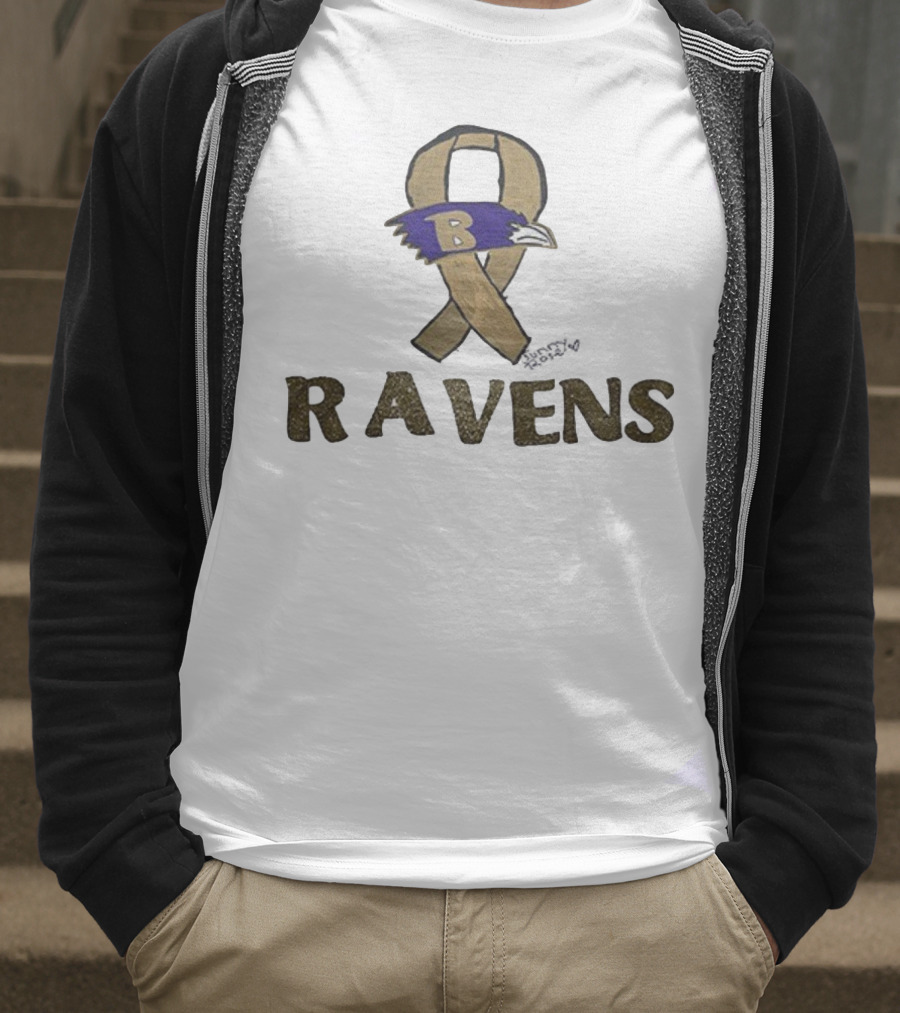 Baltimore Ravens Crucial Catch Breast Cancer Awareness 2025 Ravens Ribbon Logo T-Shirt