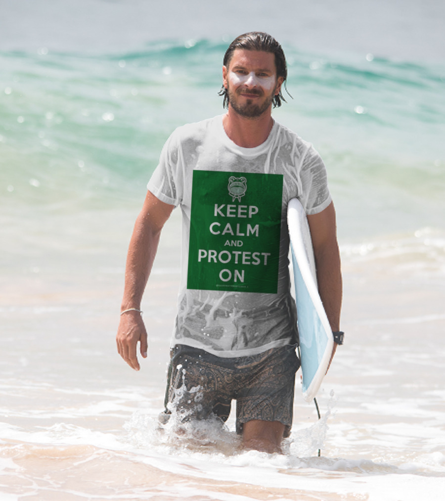 Keep Calm And Protest On With Frog Icon T-Shirt