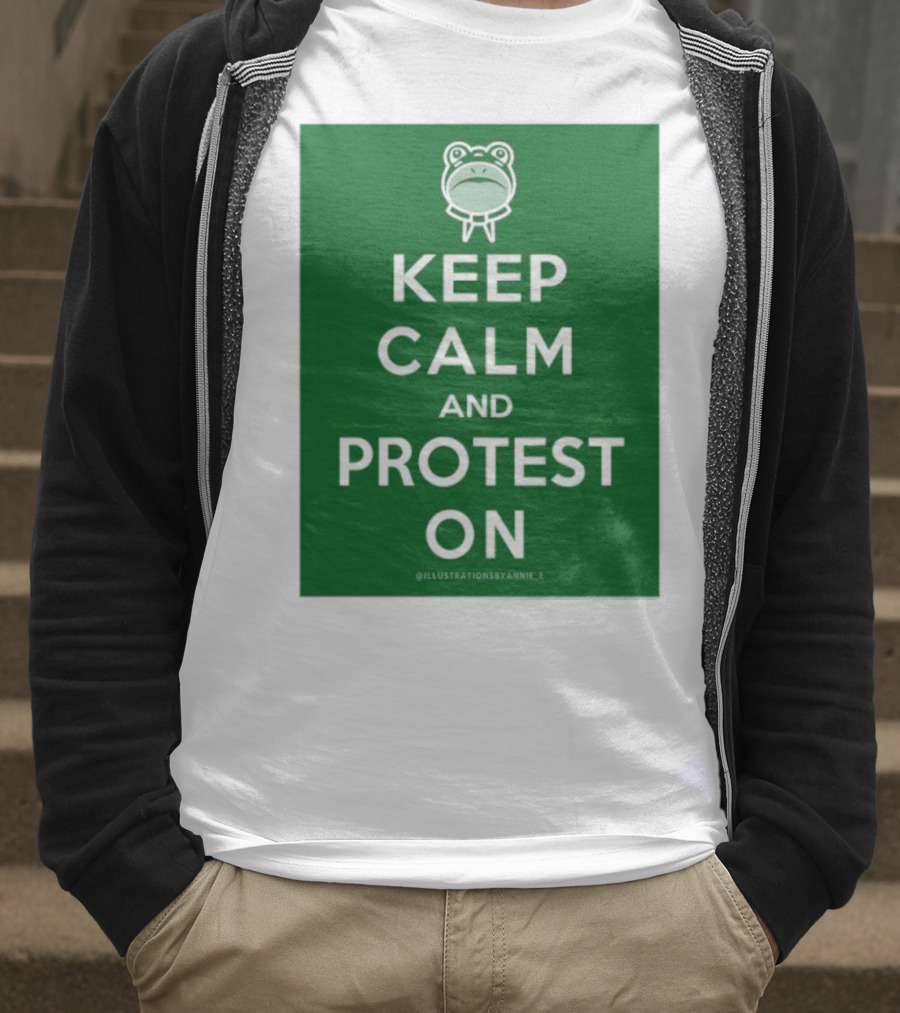 Keep Calm And Protest On With Frog Icon T-Shirt