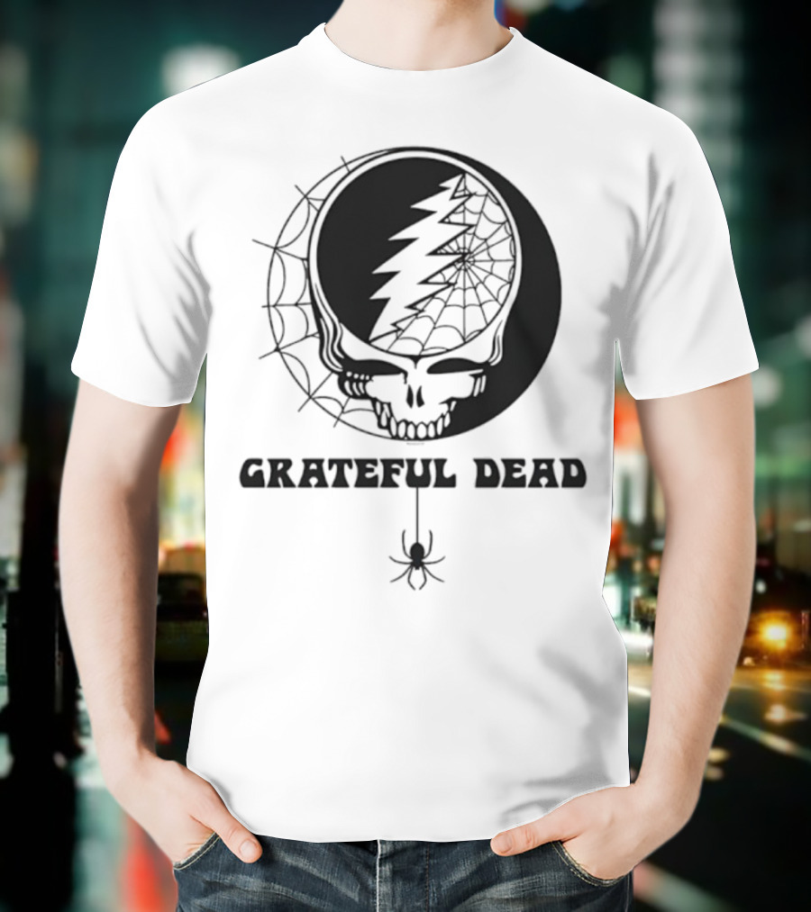 Grateful Dead Steal Your Face Spiderweb Skull Halloween T-Shirt