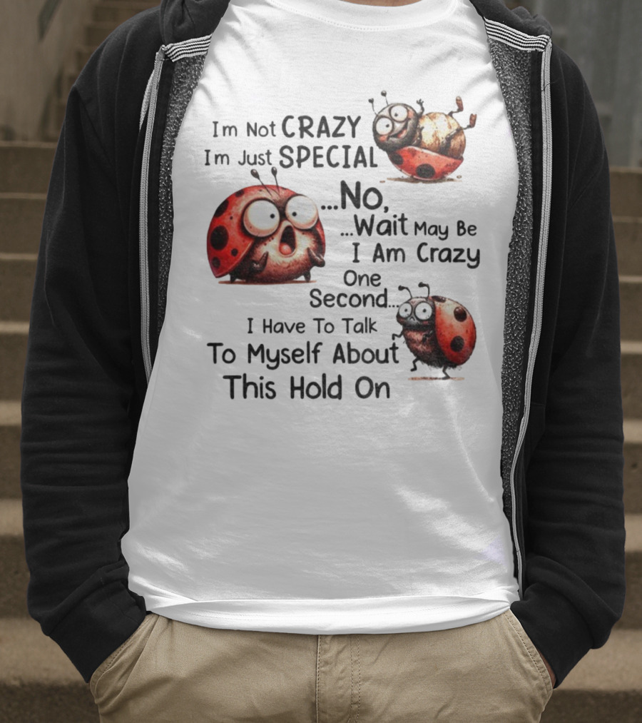 I'm Not Crazy I'm Just Special No Wait May Be I Am Crazy One Second I Have To Talk To Myself About This Hold On Ladybug T-Shirt