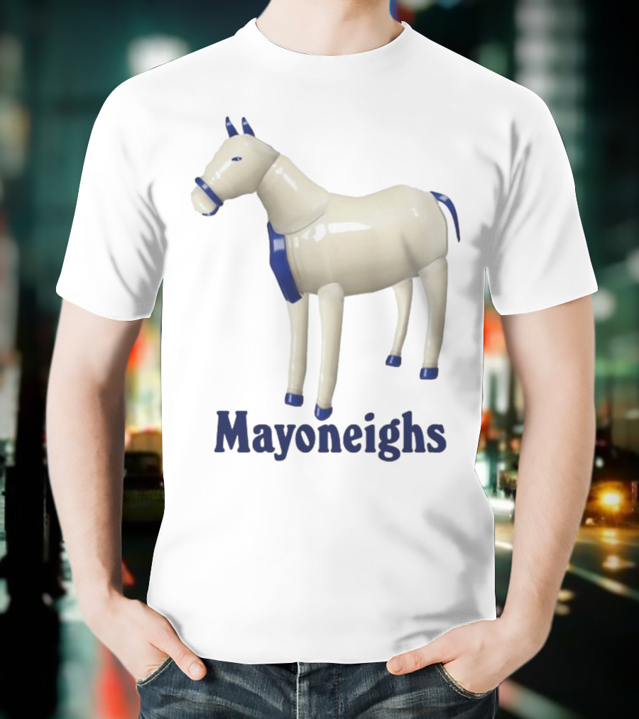 Mayoneighs Horse Creamy Figurine Blue Accents T-Shirt