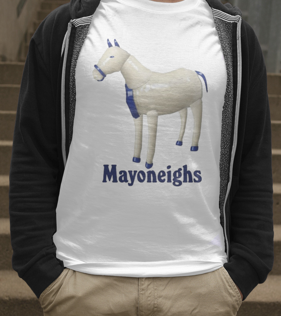 Mayoneighs Horse Creamy Figurine Blue Accents T-Shirt