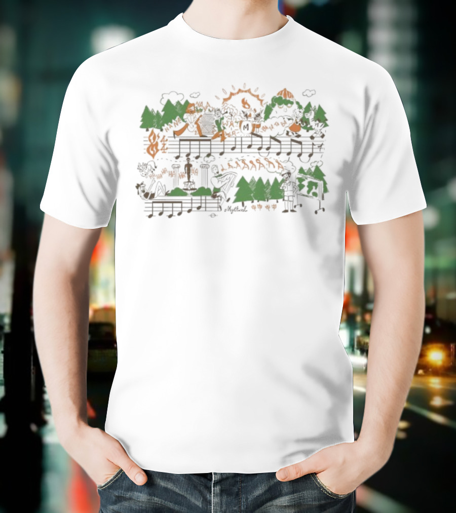 Mythical GMM Theme Song Music Notes Forest And Mountains Illustration T-Shirt