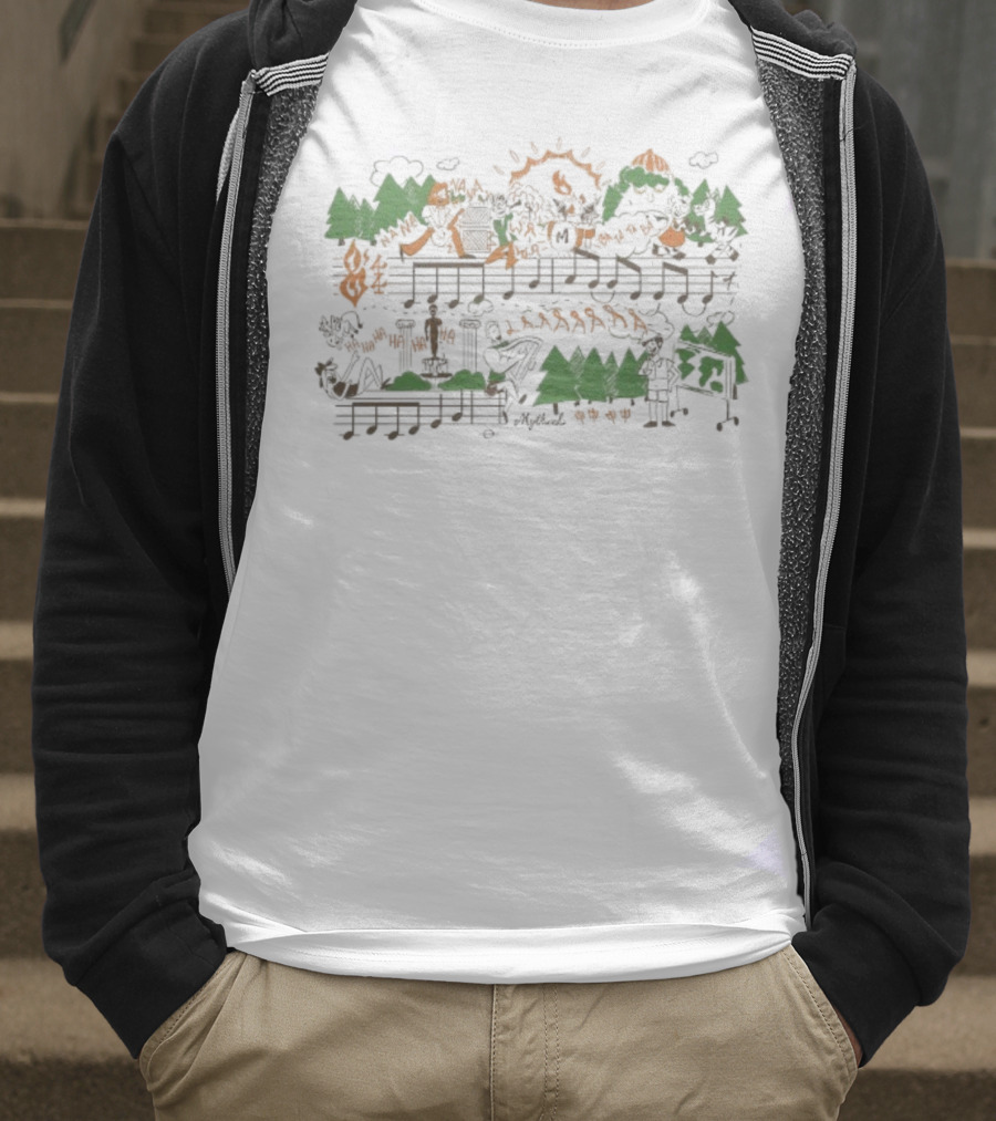 Mythical GMM Theme Song Music Notes Forest And Mountains Illustration T-Shirt