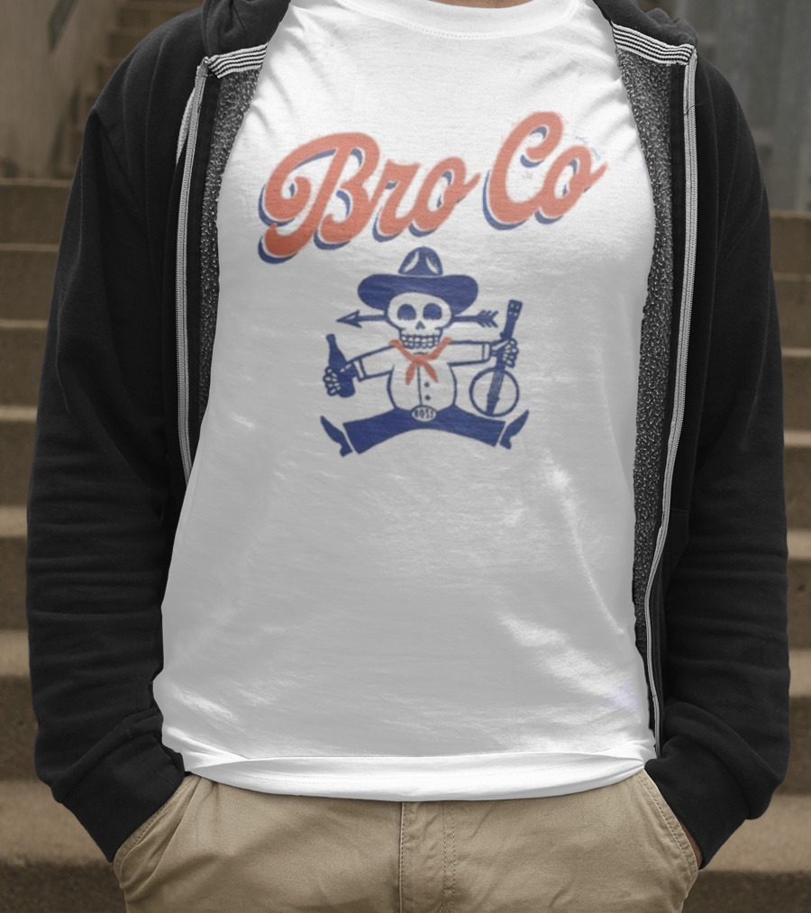 Bro Co Skeleton Cowboy With Banjo And Bottle T-Shirt