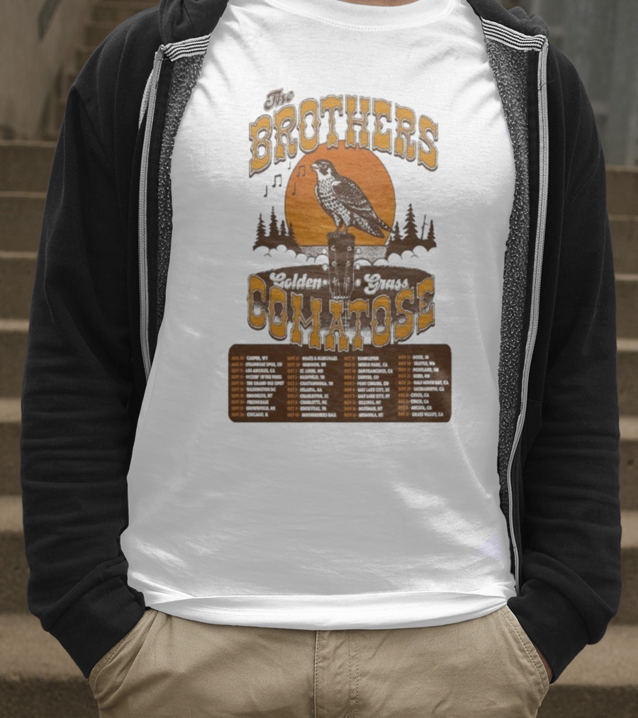 The Brothers Comatose Golden Grass 2025 Tour Dates Casper Wyoming To Grass Valley California T-Shirt