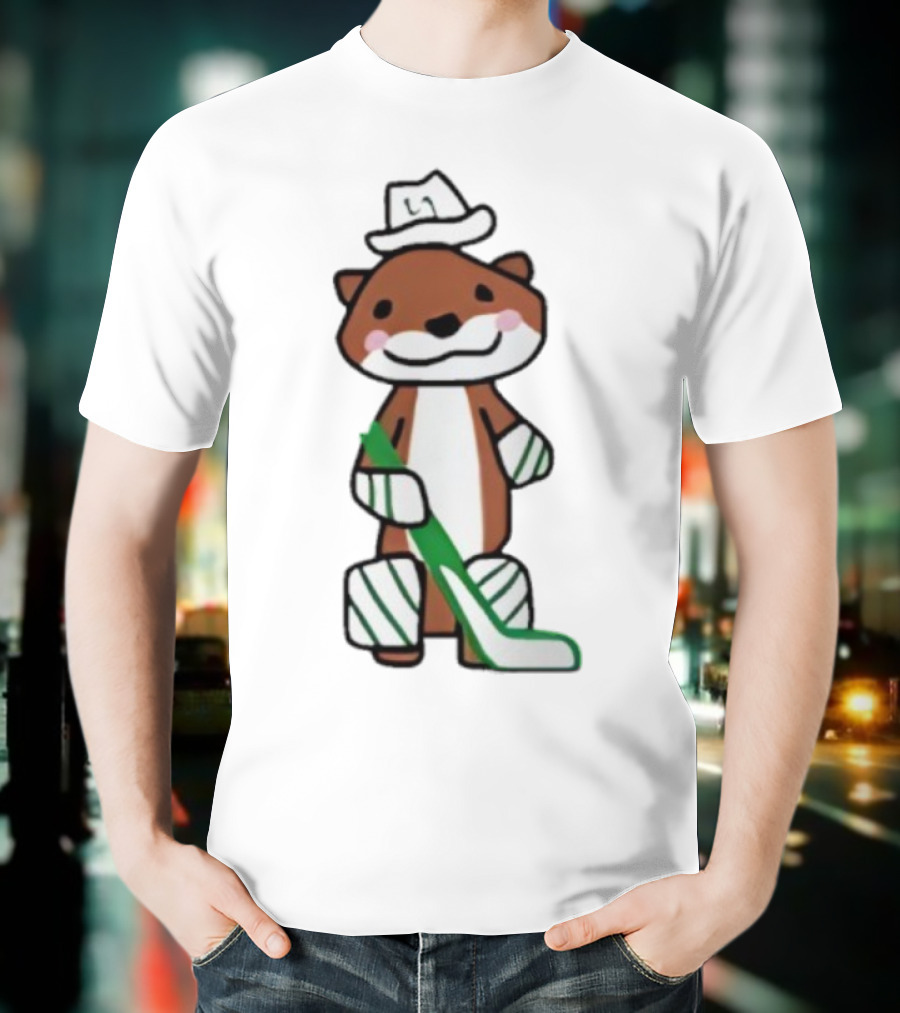 Thomas Harley Otter Hockey Player With Hat And Stick T-Shirt