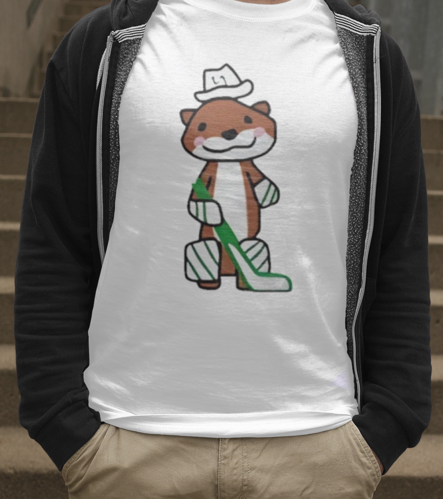 Thomas Harley Otter Hockey Player With Hat And Stick T-Shirt