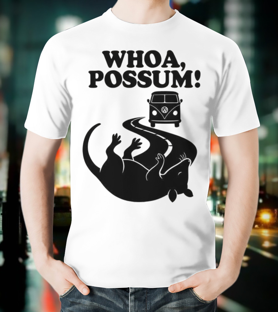 Whoa Possum Vintage Van Opossum Road Trip T-Shirt