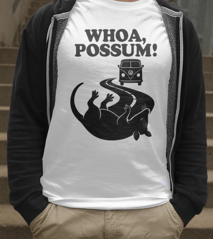 Whoa Possum Vintage Van Opossum Road Trip T-Shirt