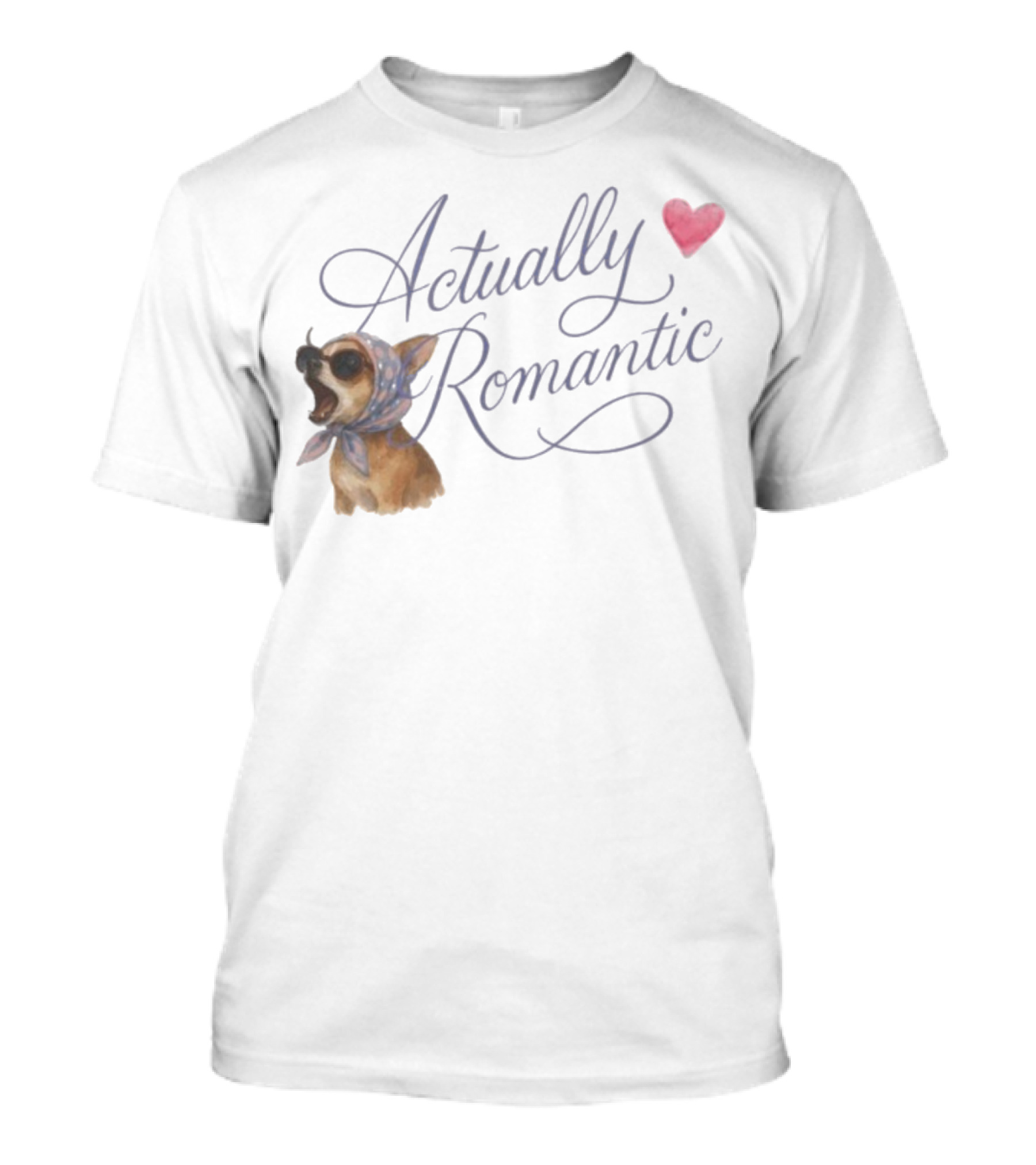Actually Romantic Dog Sunglasses Heart Scarf T-Shirt