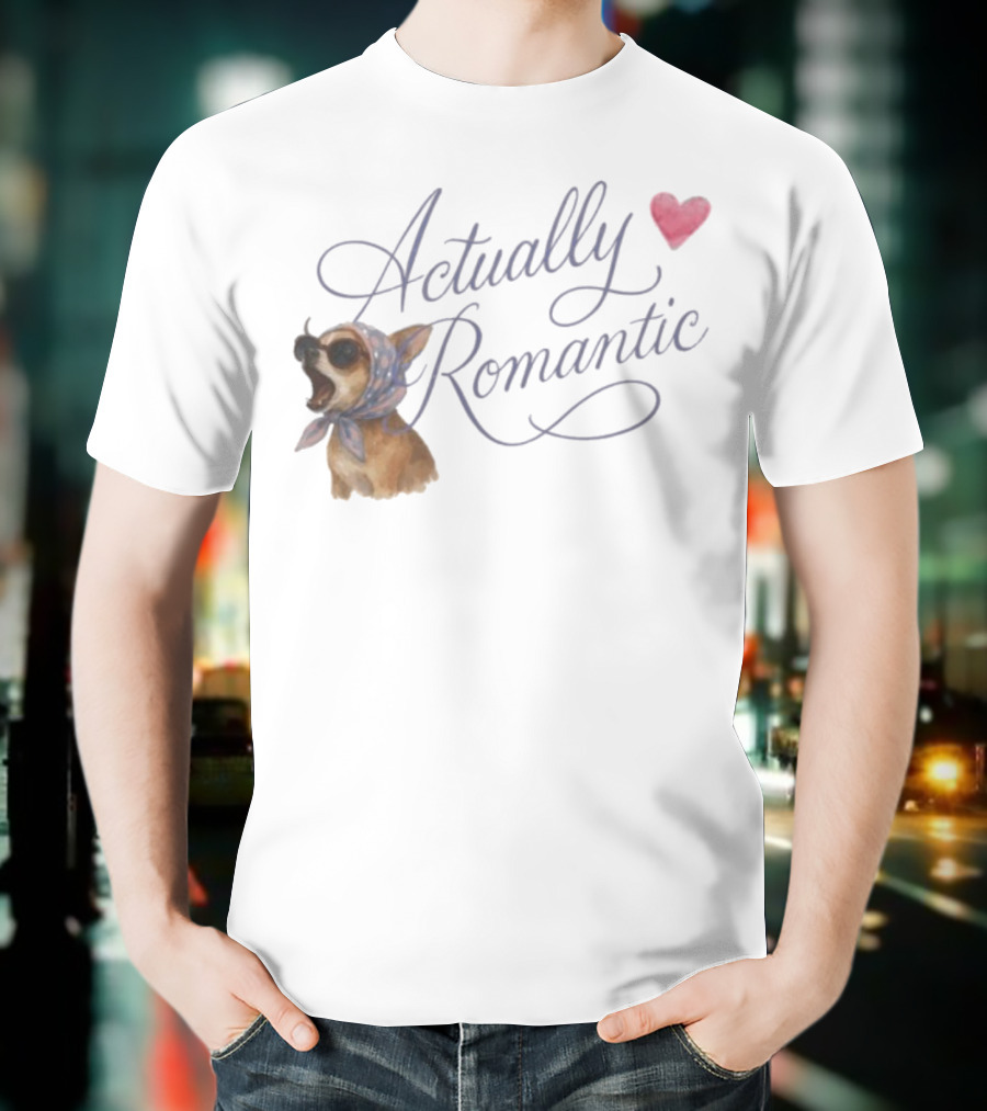 Actually Romantic Dog Sunglasses Heart Scarf T-Shirt