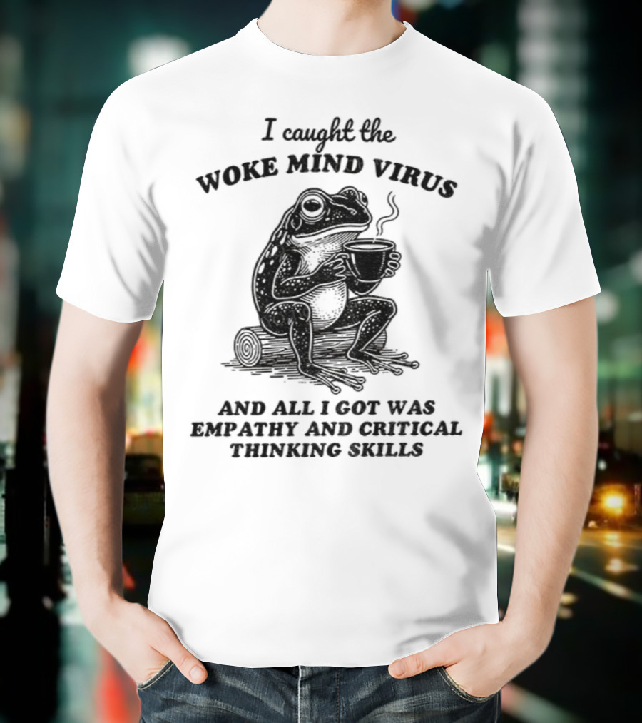 Awakened Thinking Virus Frog Woke Mind Virus Empathy Crystal Seven Chakras T-Shirt