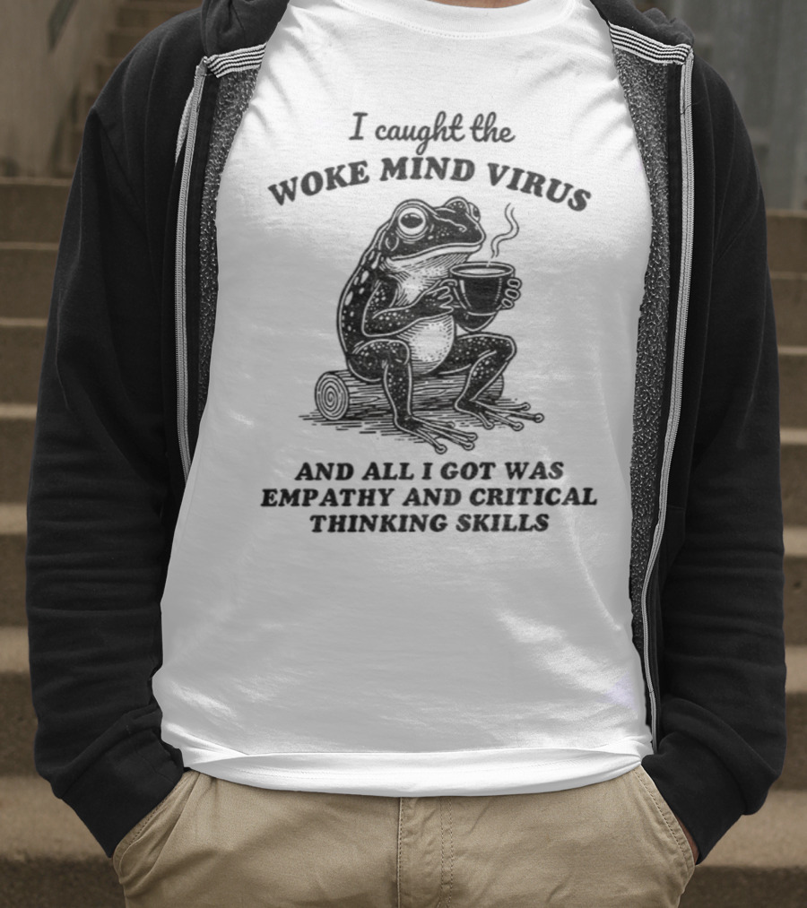Awakened Thinking Virus Frog Woke Mind Virus Empathy Crystal Seven Chakras T-Shirt