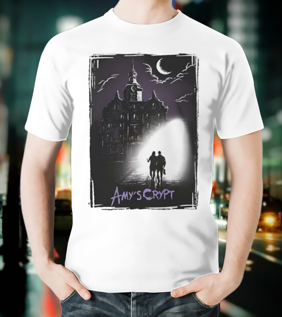 Amy's Crypt Haunted Mansion Moonlit Silhouette Halloween 2025 T-Shirt