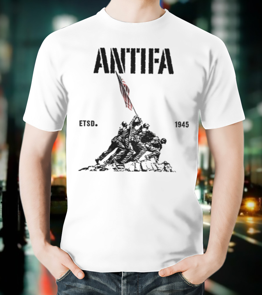 Antifa Estd 1945 Pro Democracy Liberal Protest Red Flag Symbolism T-Shirt