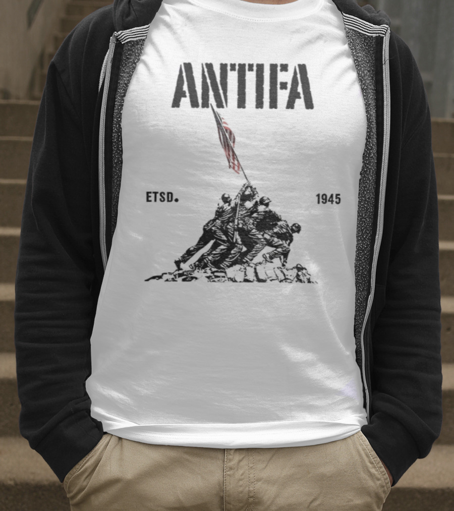 Antifa Estd 1945 Pro Democracy Liberal Protest Red Flag Symbolism T-Shirt